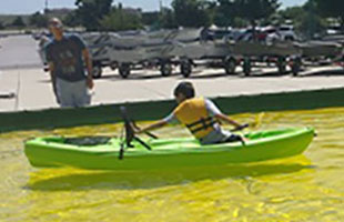 Husky portable tanks are used for kayak testing